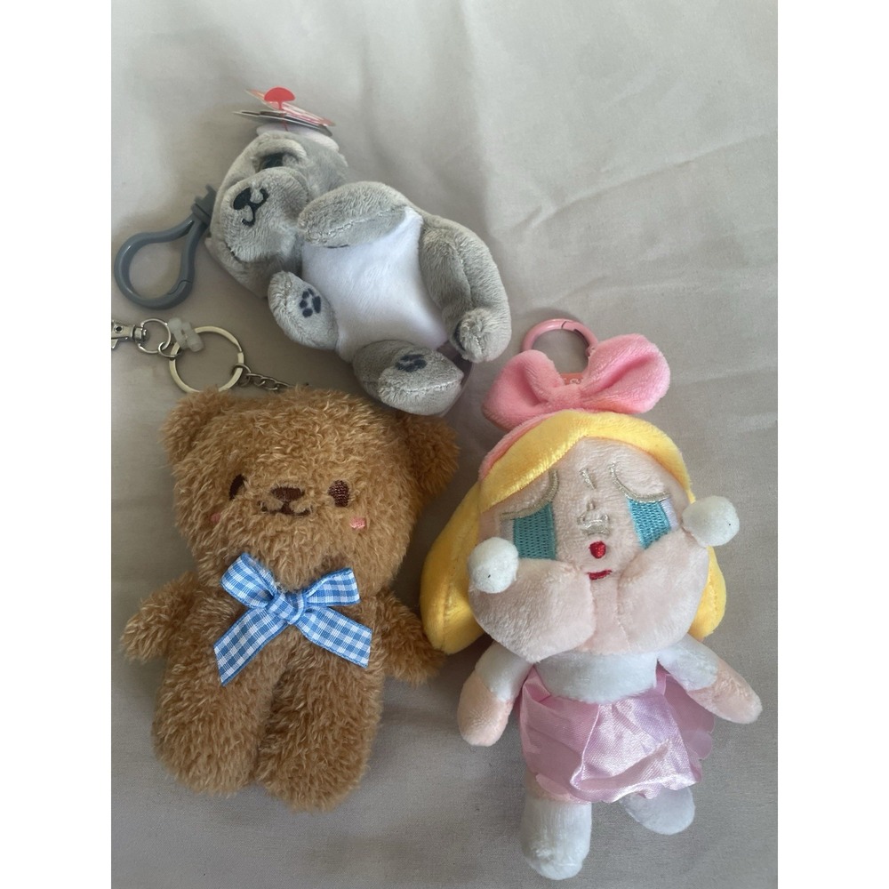 Lot Of 3 Miscellaneous Plush Keychains